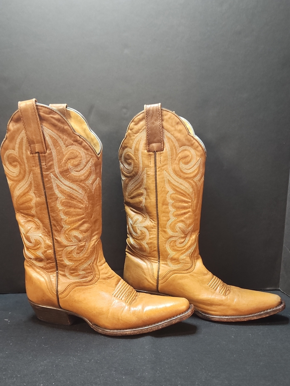 J.B. Dillon JBW2350 Women's Goat Skin Cowboy Boots Tan Brown Leather Size 6 B